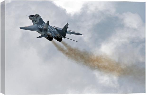 Smokey mig-29 climbout Canvas Print by Rachel & Martin Pics