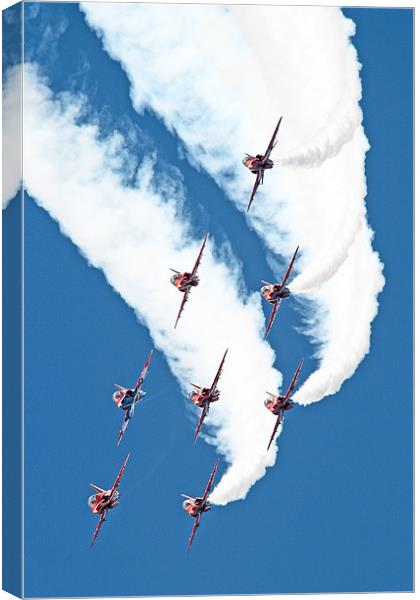 Red arrows diving out of a loop Canvas Print by Rachel & Martin Pics