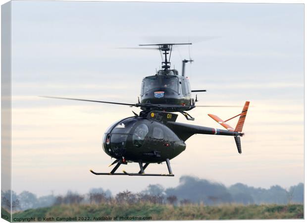 Little Bird and Huey helicopters Canvas Print by Keith Campbell