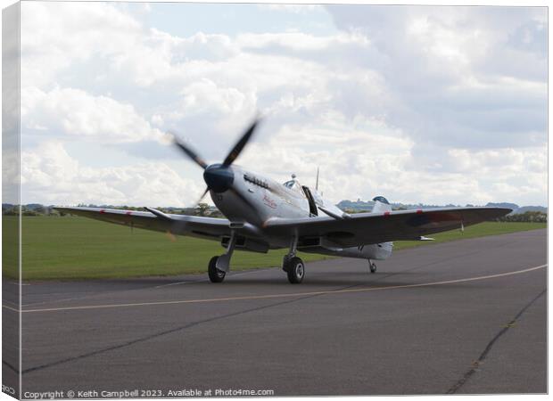 Spitfire taxiing in Canvas Print by Keith Campbell