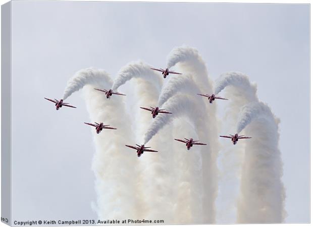 Red Arrows Diamond Nine Canvas Print by Keith Campbell