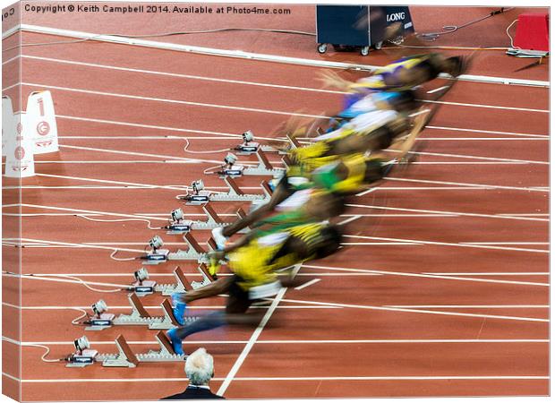  Men's 100m Final Canvas Print by Keith Campbell