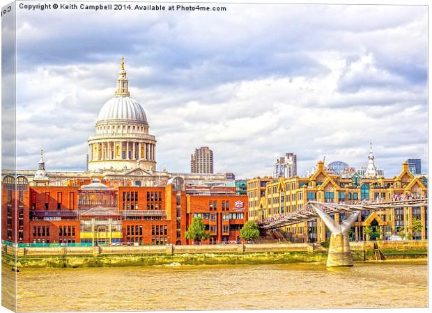  St Pauls Cathedral and The Millennium Bridge, Lon Canvas Print by Keith Campbell