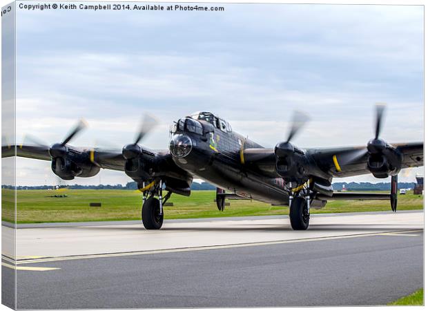  RAF Lancaster PA474 taxies in Canvas Print by Keith Campbell