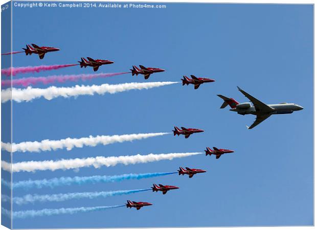  RAF Sentinel and Red Arrows Canvas Print by Keith Campbell