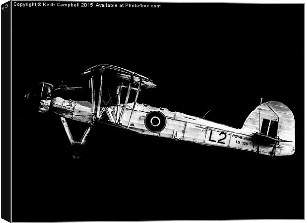 Fairey Swordfish LS326 - mono version Canvas Print by Keith Campbell
