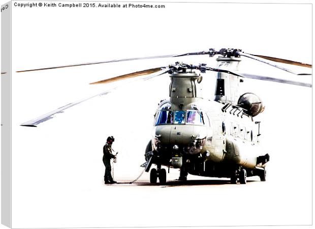  Chinook preparing for flight. Canvas Print by Keith Campbell