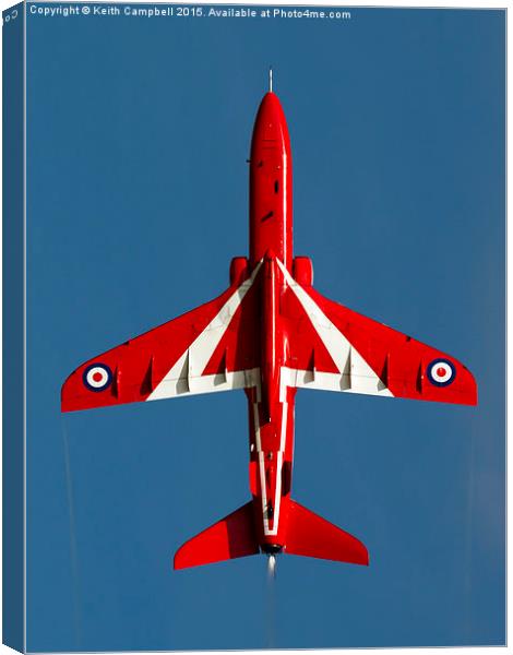  Red Arrow climbing skywards - profits to RAFBF. Canvas Print by Keith Campbell