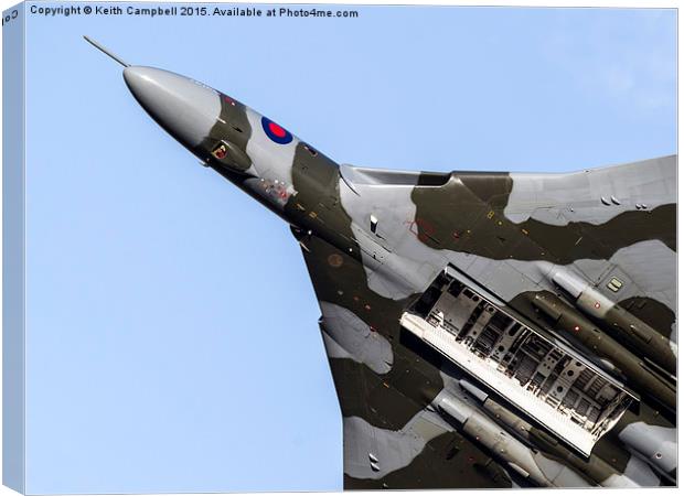  Vulcan XH558 - names in the bomb bay Canvas Print by Keith Campbell