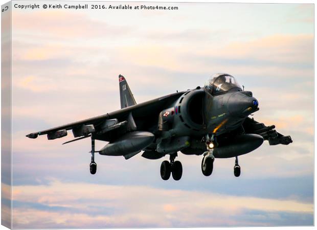 RAF Harrier landing Canvas Print by Keith Campbell