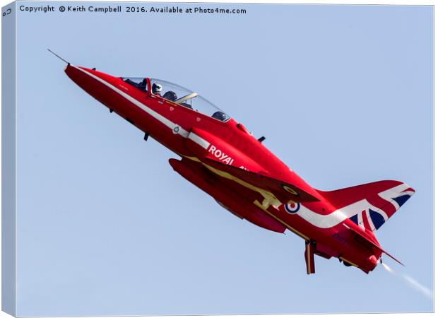 Red Arrows Hawk XX177 climbing skywards Canvas Print by Keith Campbell
