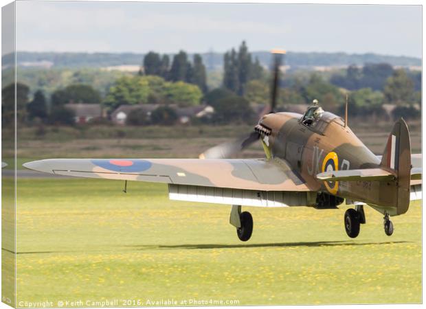 RAF Hurricane landing Canvas Print by Keith Campbell