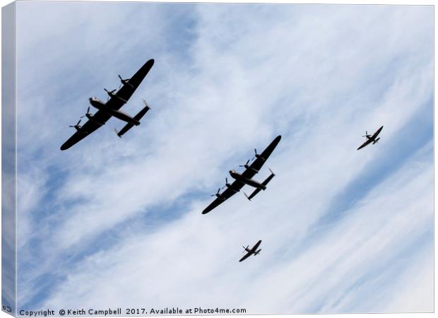 RAF Lancasters and Spitfires Canvas Print by Keith Campbell
