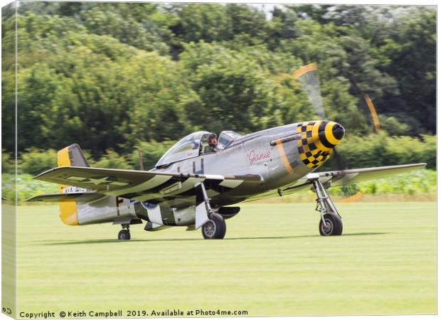 P-51 Mustang Janie. Canvas Print by Keith Campbell