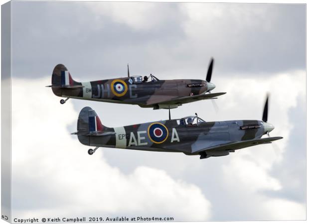 Spitfire Pair Canvas Print by Keith Campbell
