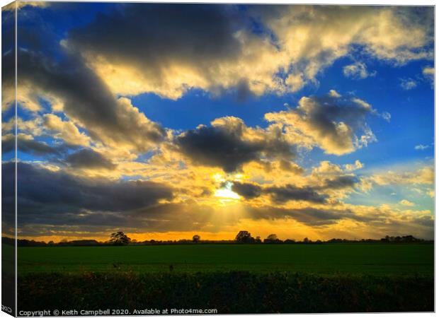 Lincolnshire Countryside Sunset Canvas Print by Keith Campbell