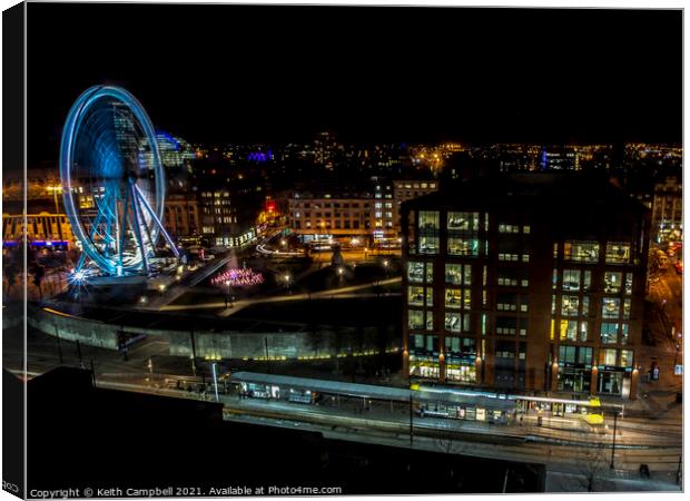 Manchester at Night Canvas Print by Keith Campbell