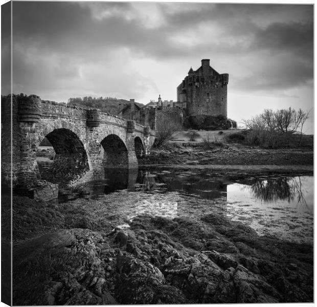 Eileen Donan castle in mono square format Canvas Print by JC studios LRPS ARPS