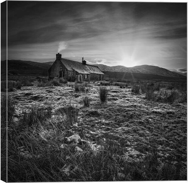 Bothy in winter mono square Canvas Print by JC studios LRPS ARPS