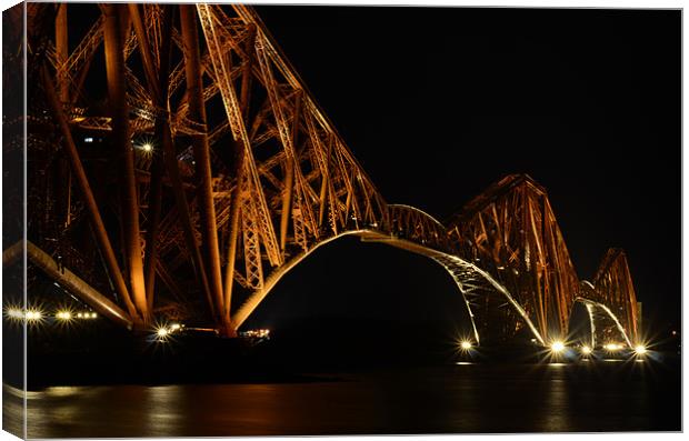 Forth Rail Bridge by Night Canvas Print by T2 Images