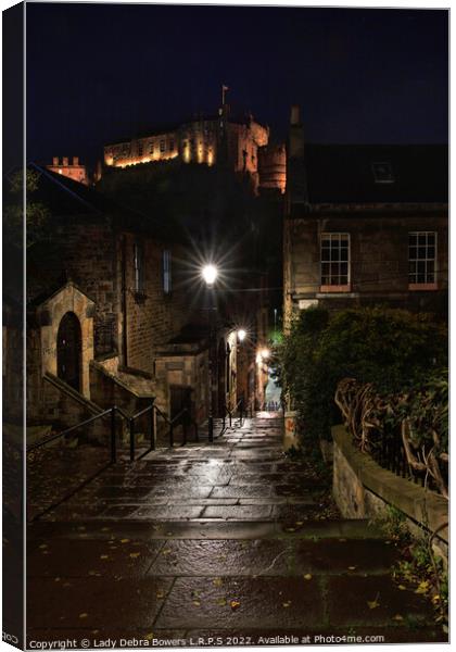 The Vennel and Edinburgh Castle  Canvas Print by Lady Debra Bowers L.R.P.S