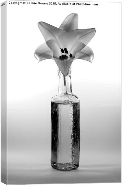  Calla Lilly in a bottle Monochrome  Canvas Print by Lady Debra Bowers L.R.P.S