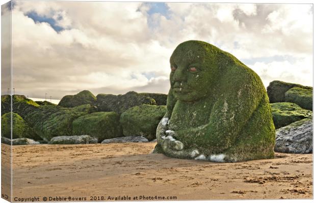 The  Stone Ogre on the Beach  Canvas Print by Lady Debra Bowers L.R.P.S