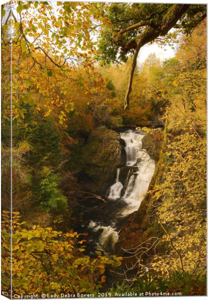 Autumn at Reekie Linn Falls  Canvas Print by Lady Debra Bowers L.R.P.S