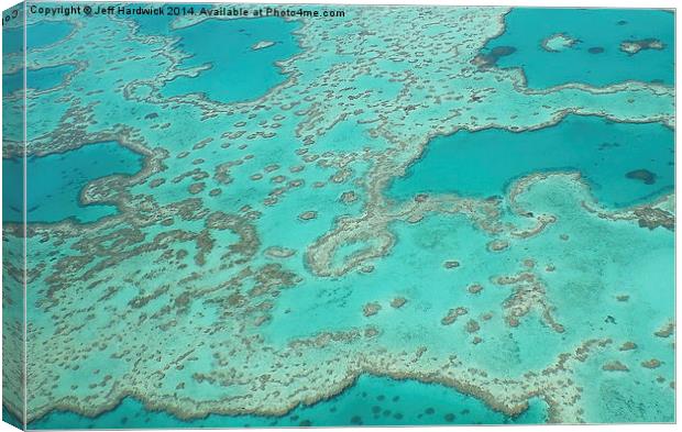 Looking down on the Great barrier reef  Canvas Print by Jeff Hardwick