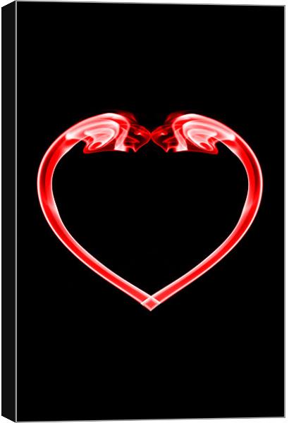 Red heart on black Canvas Print by Steve Purnell
