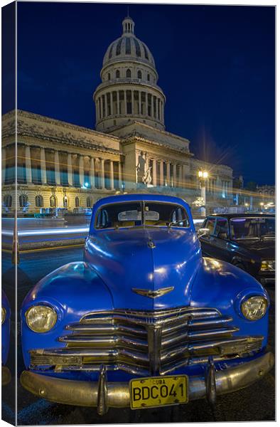 Cuba By Night Canvas Print by Spencer Burrows