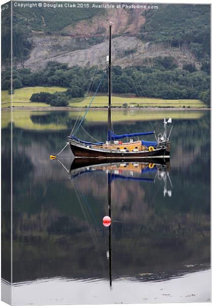   Loch Leven yacht at Ballachullish near Glen Coe, Canvas Print by Douglas Clark