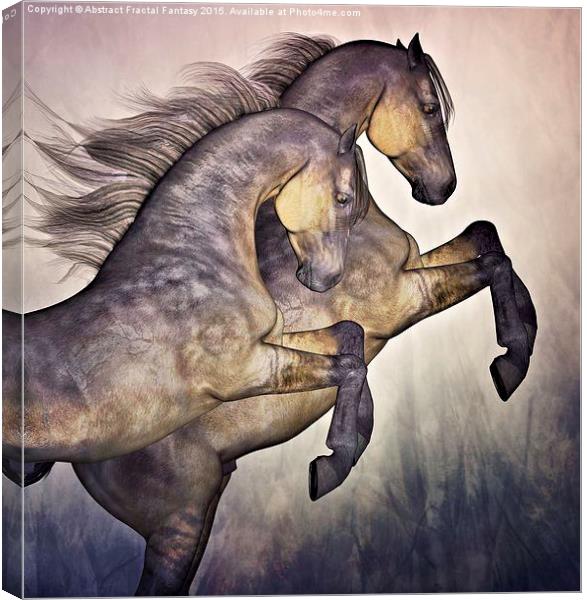  Two Stallions Canvas Print by Abstract  Fractal Fantasy