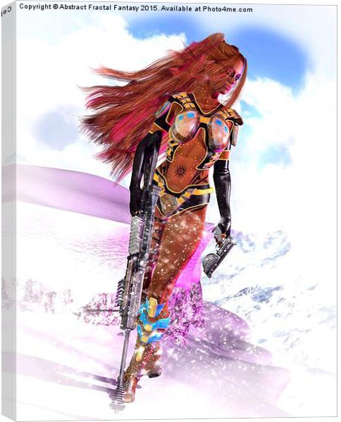  Sexy sci-fi soldier girl on snow patrol Canvas Print by Abstract  Fractal Fantasy