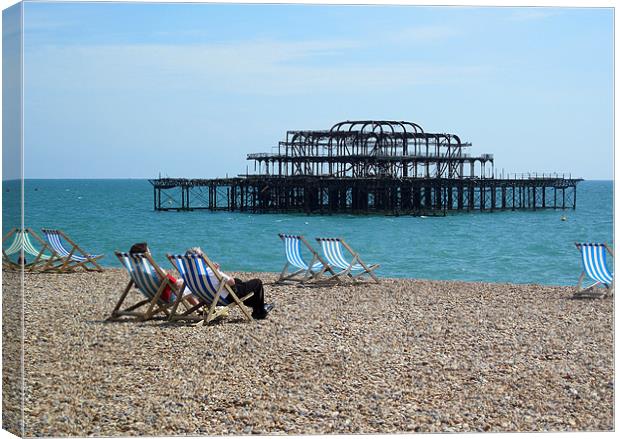 West Pier Brighton Canvas Print by mike lester