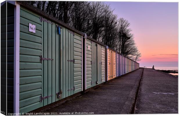 Colwell Bay Beach Huts Canvas Print by Wight Landscapes