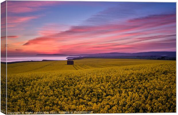 Sunset Afterglow At Chale Isle Of Wight Canvas Print by Wight Landscapes