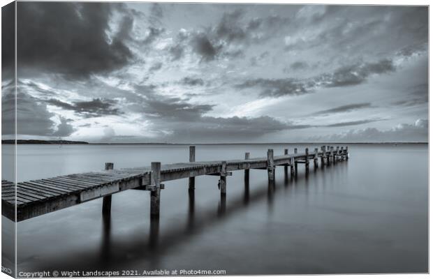 Binstead Jetty BW Canvas Print by Wight Landscapes