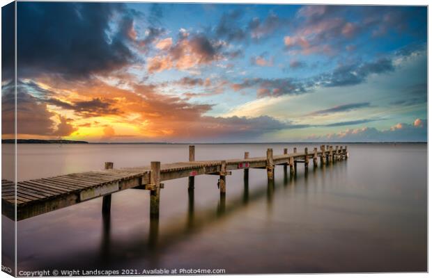 Binstead Jetty Sunset Canvas Print by Wight Landscapes