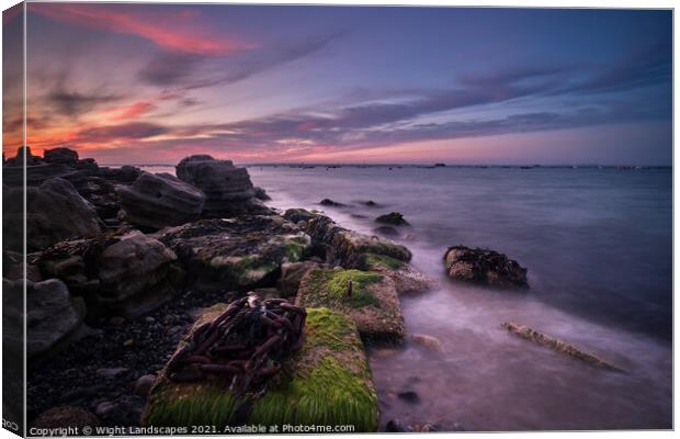 Last Light At Seaview Isle Of Wight Canvas Print by Wight Landscapes