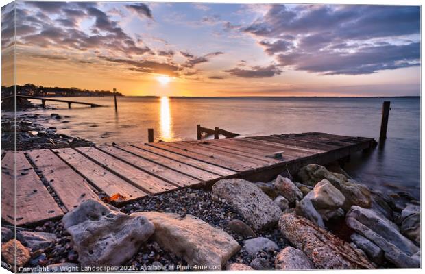 Seaview Pier Sunset Isle Of Wight Canvas Print by Wight Landscapes