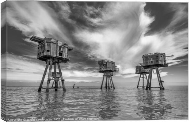 Shivering Sands Maunsell Forts Canvas Print by Wight Landscapes