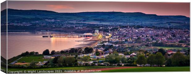 Sandown Bay At Night Panorama Canvas Print by Wight Landscapes