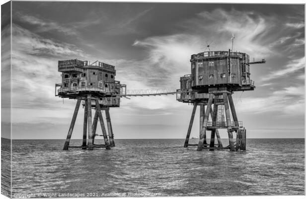 Red Sands Sea Forts BW Canvas Print by Wight Landscapes