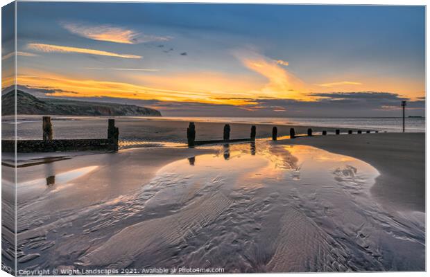 Dawn At Sandown Beach Isle Of Wight Canvas Print by Wight Landscapes