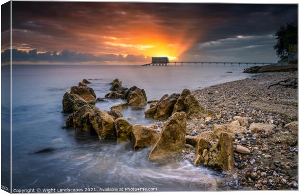 Bembridge Lifeboat Station Sunrise Canvas Print by Wight Landscapes