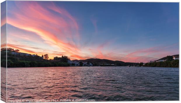 Sunet On The Rio Guadiana Canvas Print by Wight Landscapes