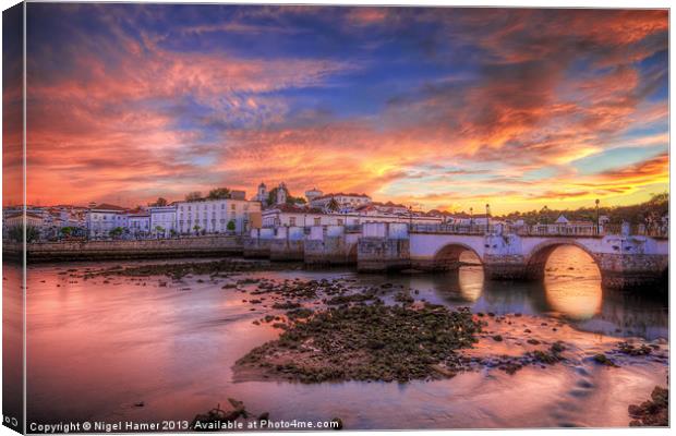 Sunset at Tavira Portugal Canvas Print by Wight Landscapes