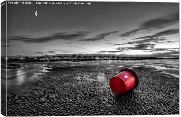 Ryde Sands at Night bw Canvas Print by Wight Landscapes