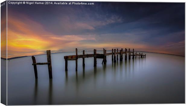 Wooden Pier Sunset Canvas Print by Wight Landscapes